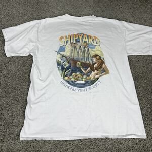 Shipyard Brewing Shirt Mens Large White Mermaid Beer Short Sleeve Graphic Tee